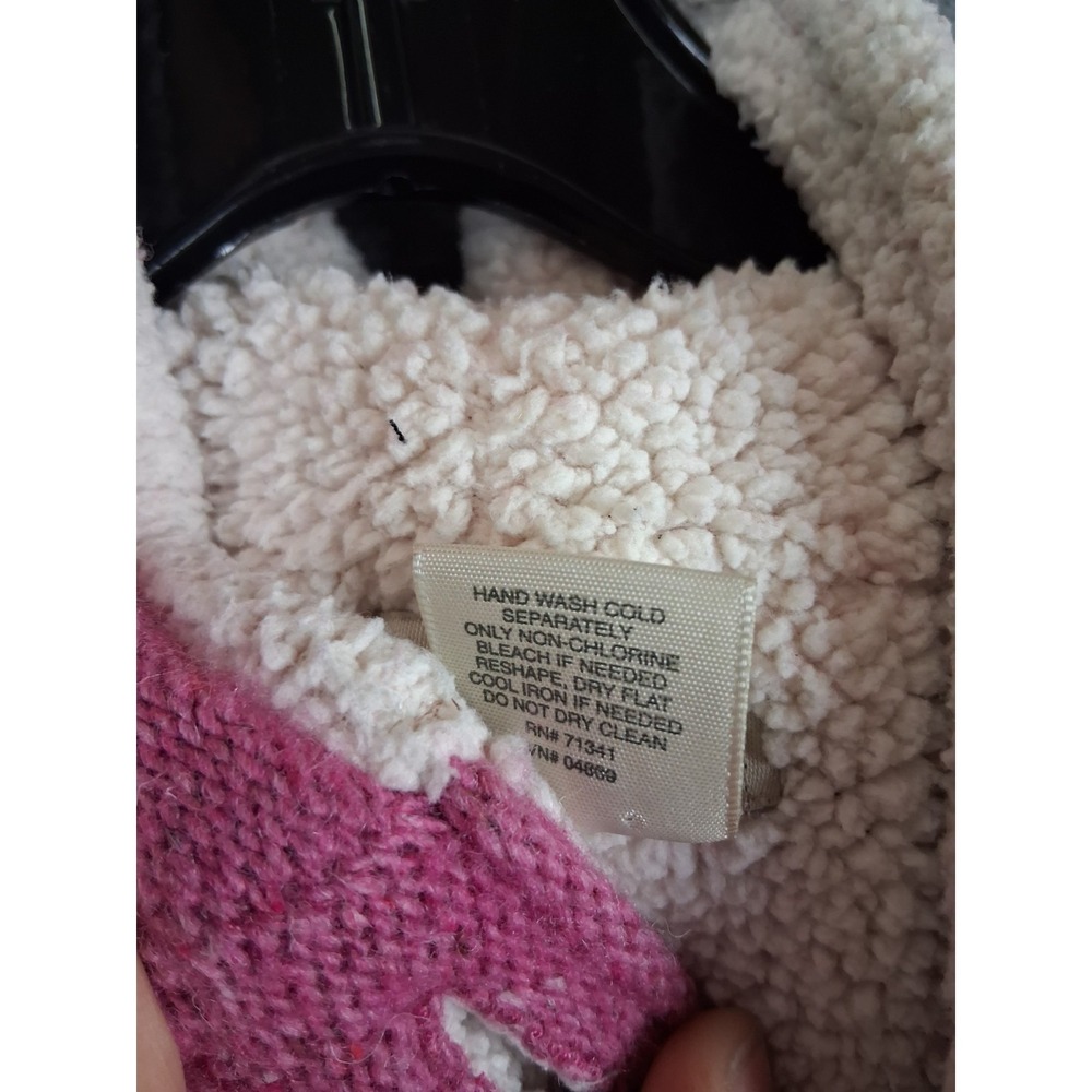 LL Bean Womens Jacket M Pink Knit Fleece Lined Lambswool Hooded Vest 271805 - Picture 6 of 7